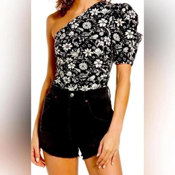 Free People - Floral One-Shoulder Bodysuit Size S - Picture 1 of 5